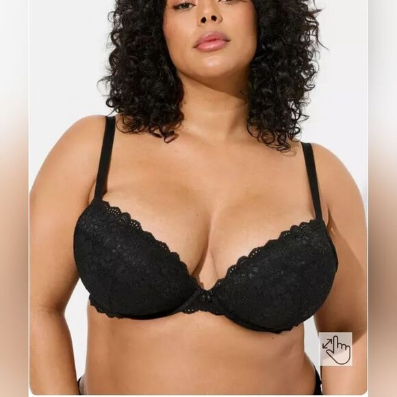 torrid Other - NWT Torrid Plunge Push-Up Lace Straight Back Bra Black Size 38DDD Convertible